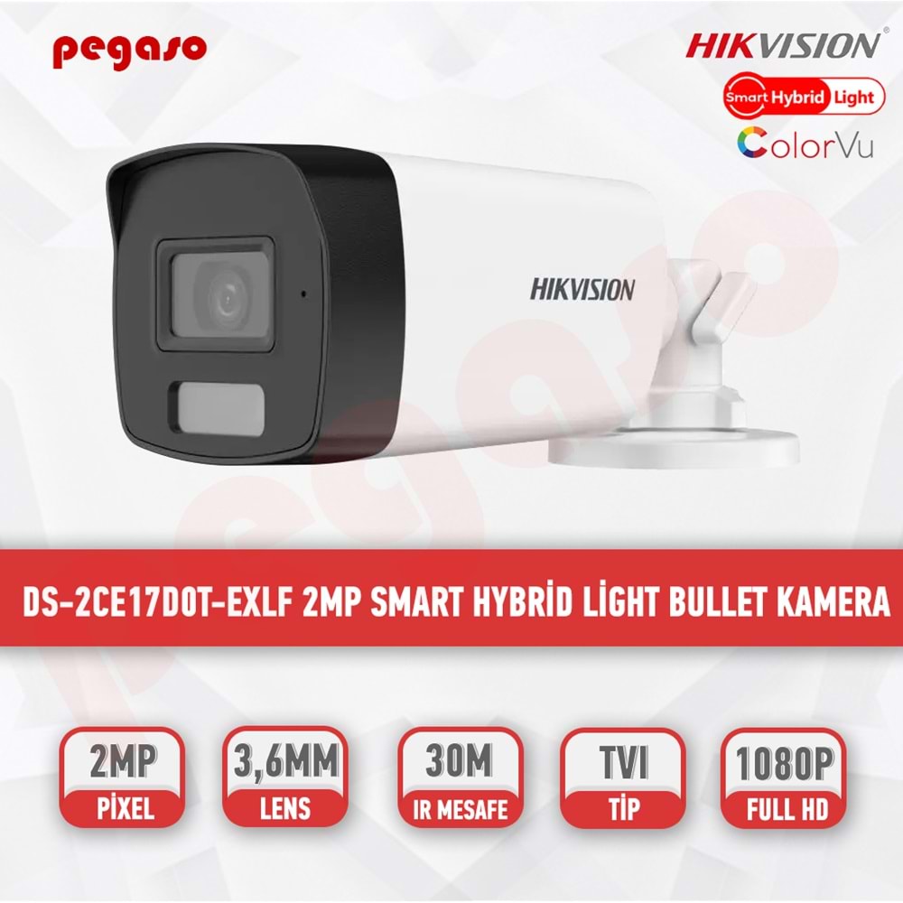 HİKVİSİON DS-2CE17D0T-IT5F2MP 3.6MM SABİT LENS IRBULLET GÜVENLİK KAMERASI