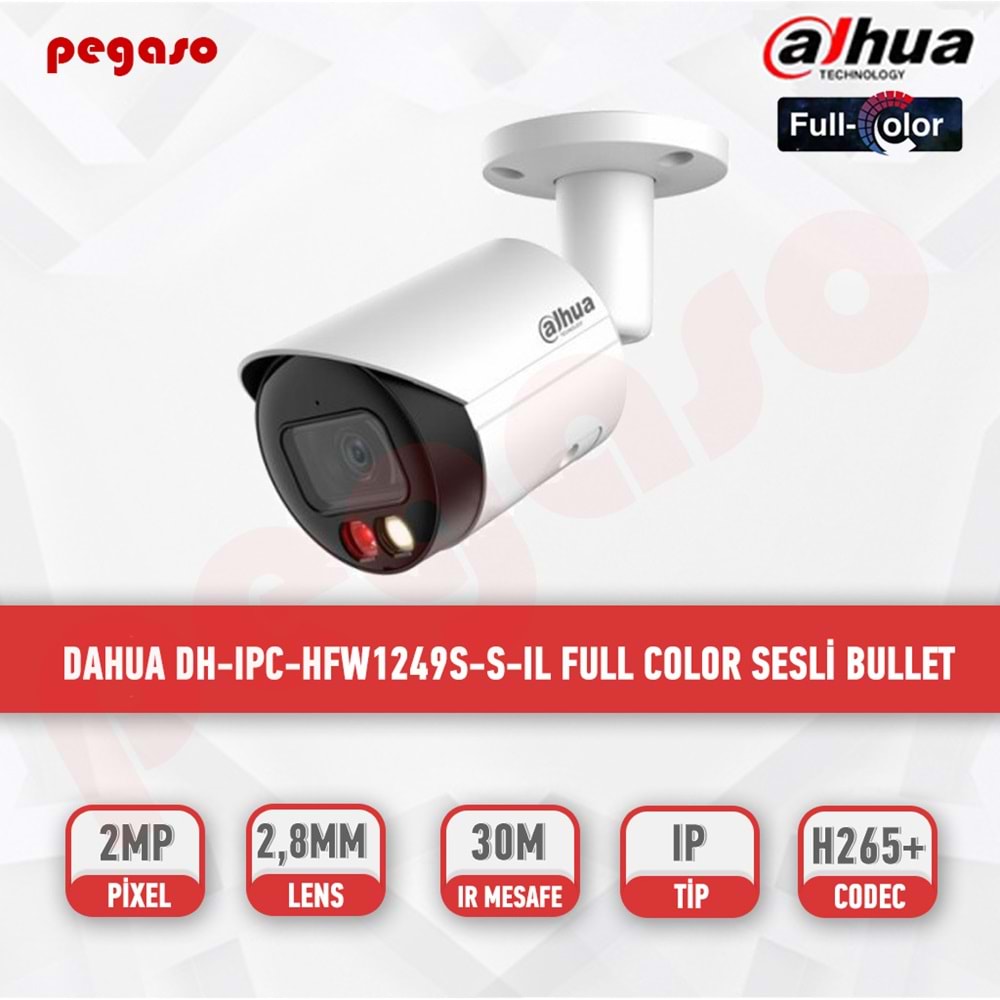 DAHUA DH-IPC-HFW1249S-S-IL 2MPSmart Dual Illumination 30MFixed-focal Bullet NetworkCamera