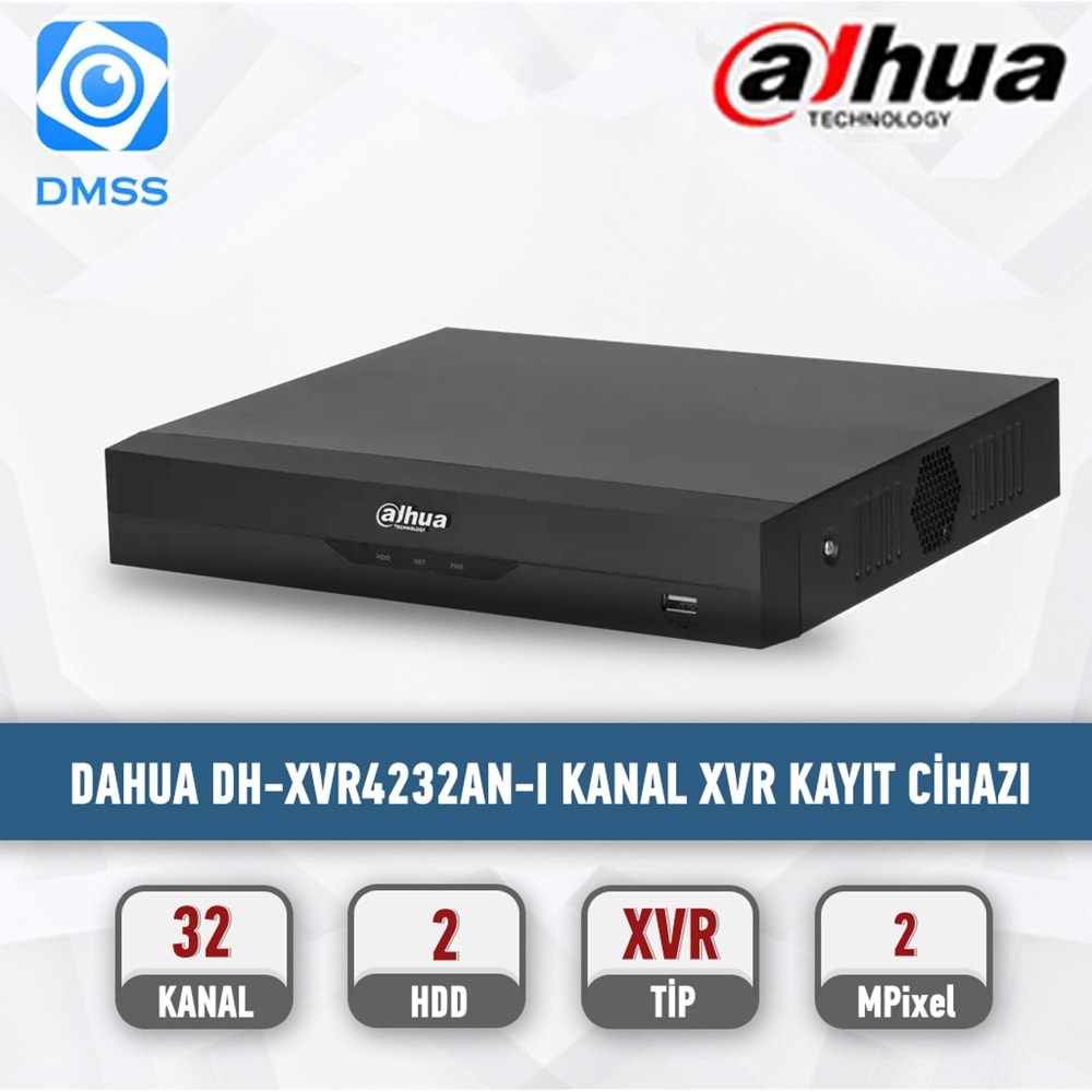 DAHUA DH-XVR4232AN-I 32 Kanal 1U 2HDDs WizSense Digital DVR Kayıt Cihazı