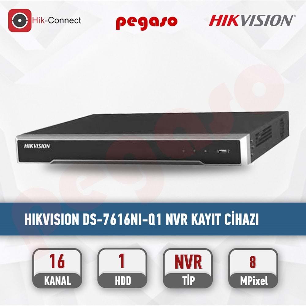 DS-7616N1-Q1 16 KANAL NVR 1 SATA PORLU