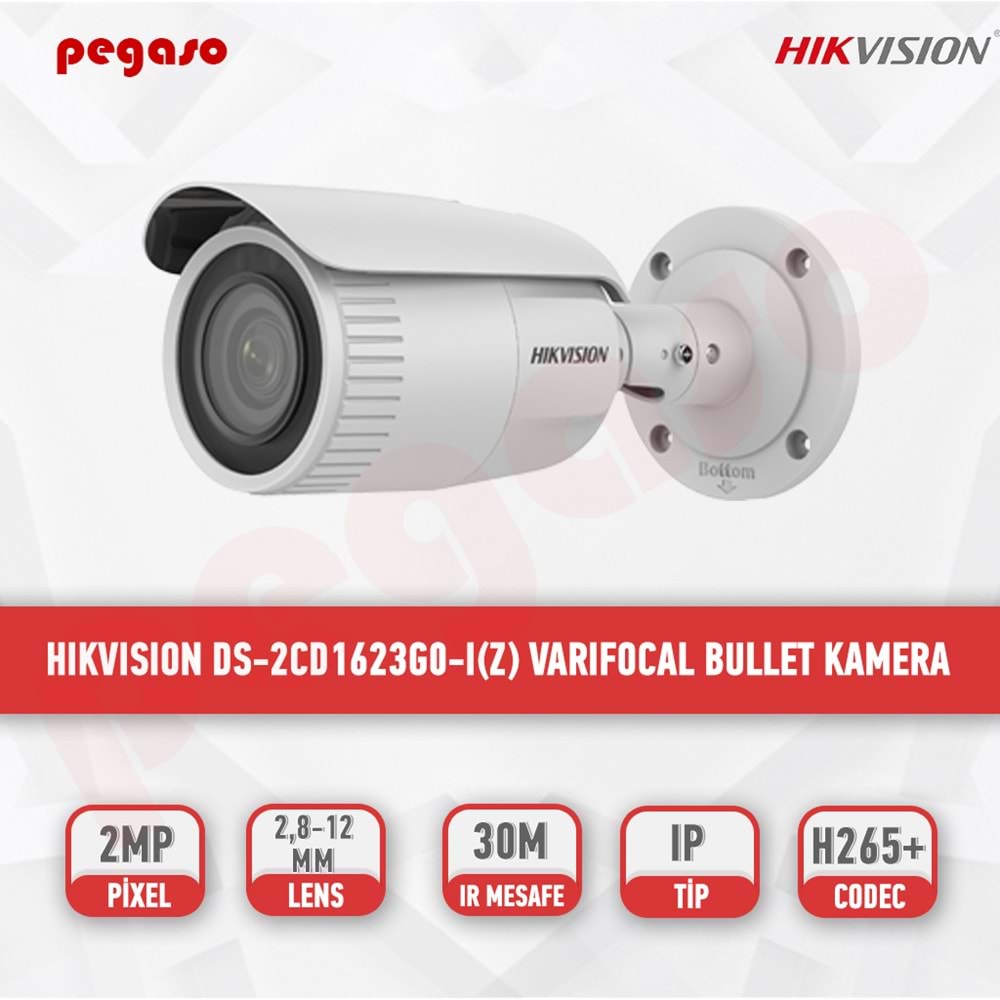 HIKVİSİON DS-2CD1623GO-IZS 2 MP 2.8-12MM VARİFOCAL LENSLİ IR BULLET IP KAME