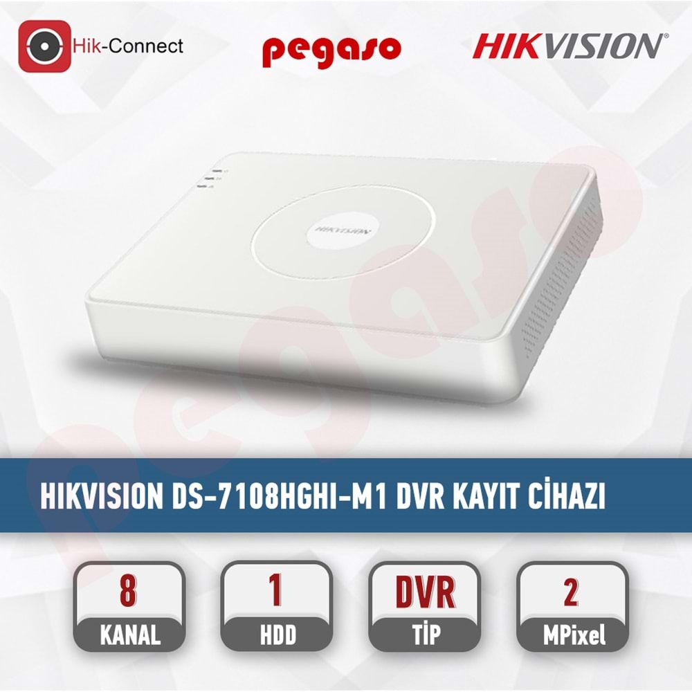 HİKVİSİON DS-7108HGHI-M1 KAYIT CİHAZI DVR8 KANAL LITE
