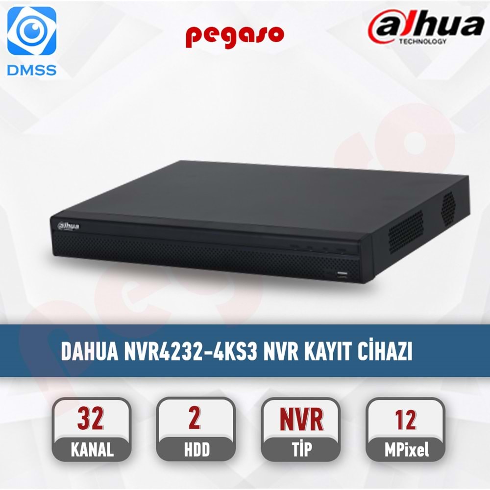 Dahua NVR4232-4KS3 32 Kanal Nvr Kayıt Cihazı