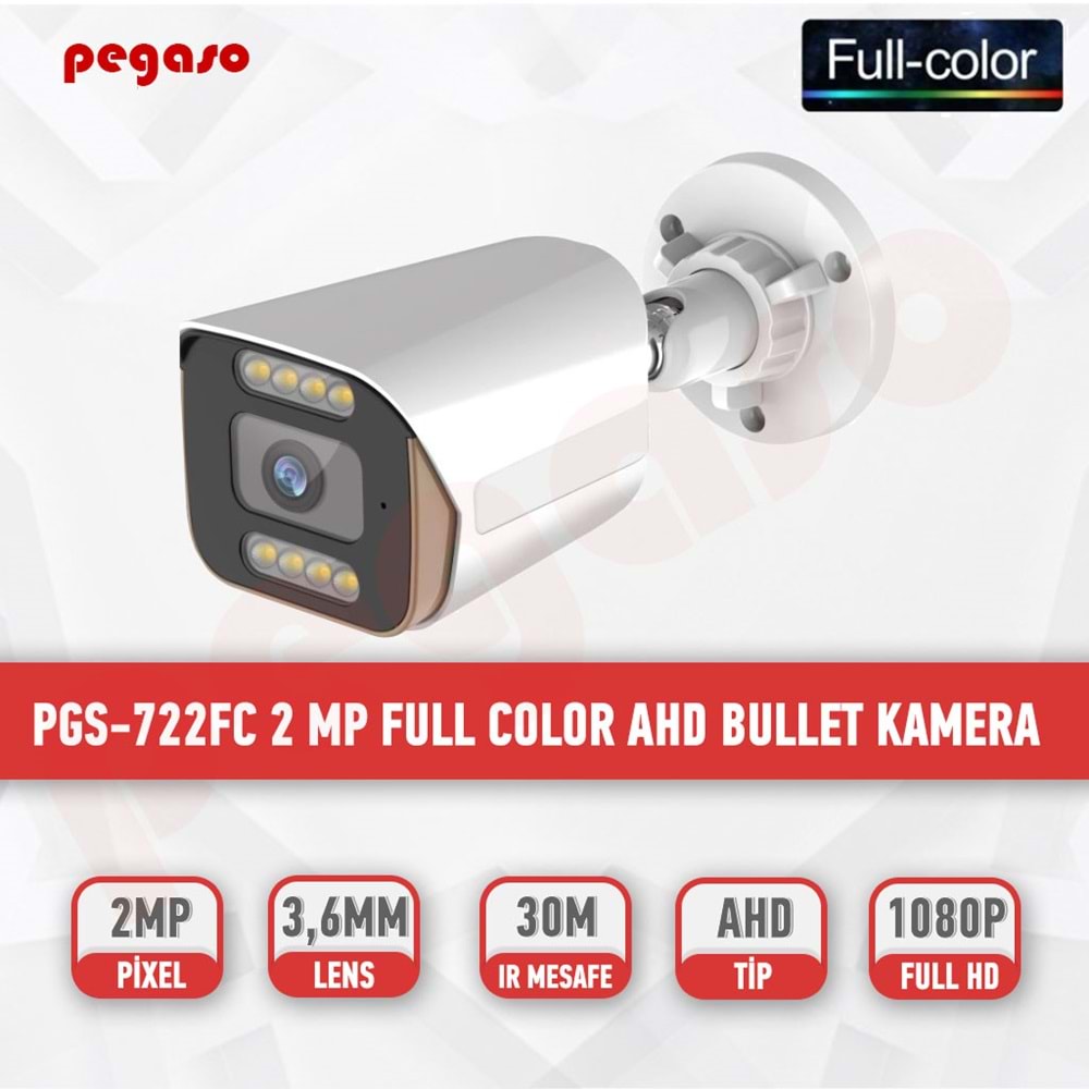 PEGASO PGS-722FC FULL COLOR 2 MP AHD BULLET 3,6MM KAMERA