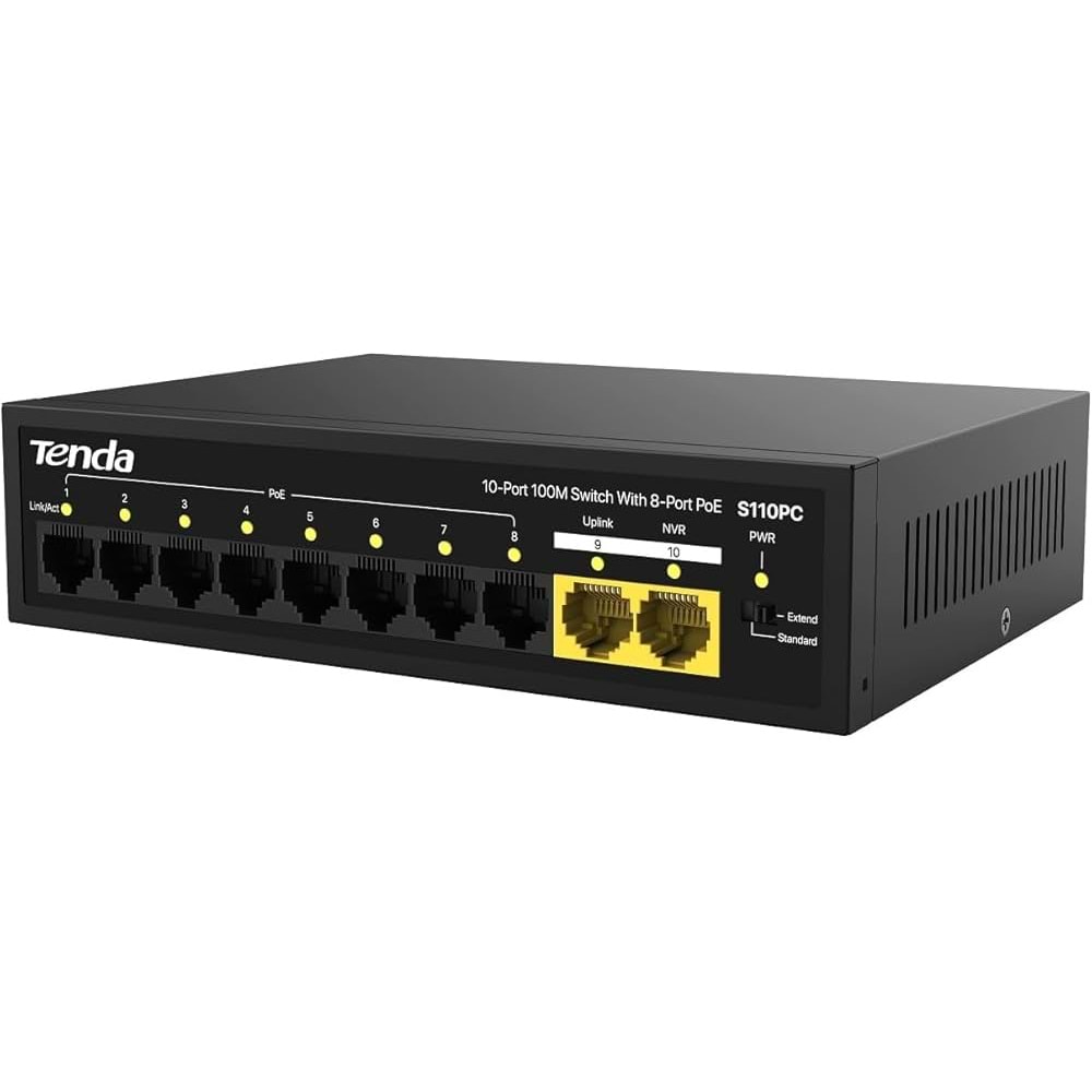 Tenda S110PC 10 Port 8 Port Poe+ 10/100 Mbps + 2 P