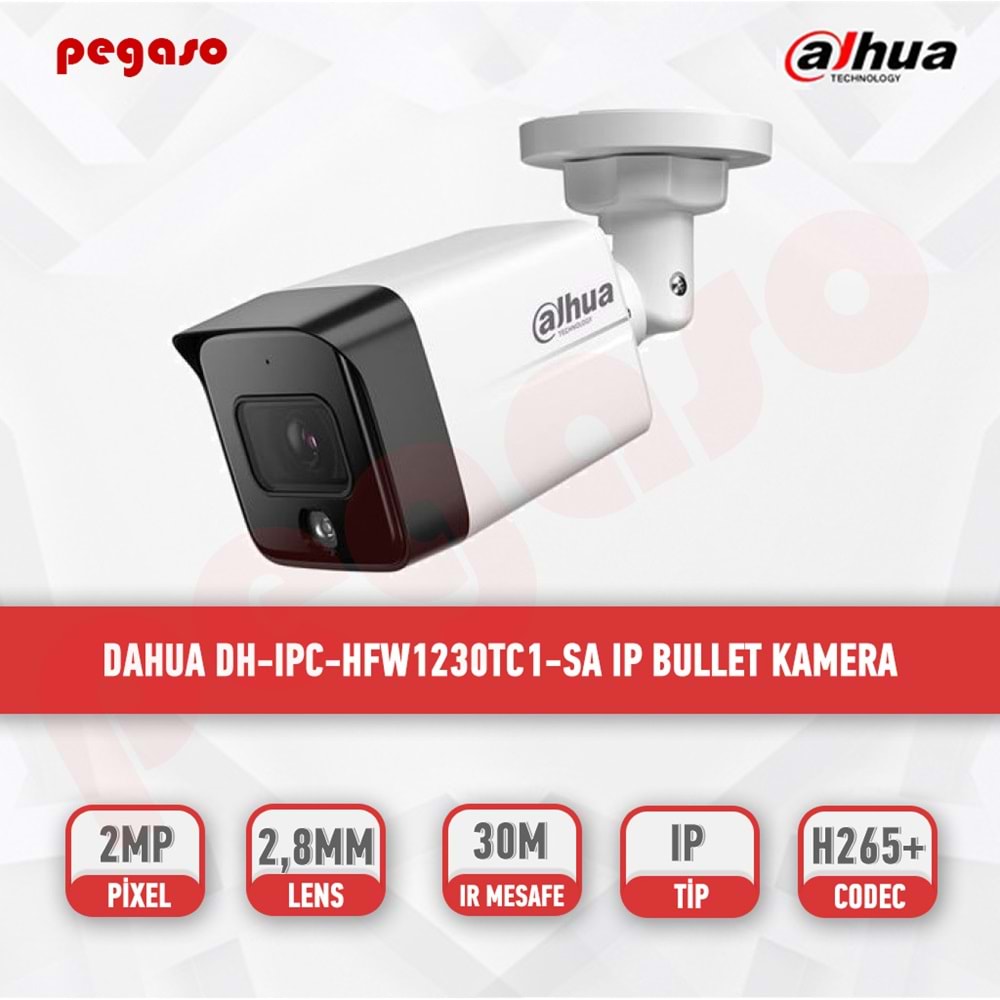 DAHUA IPC-HFW1230TC1-SA-0360B-S6 2MP Sesli Bullet Starligth