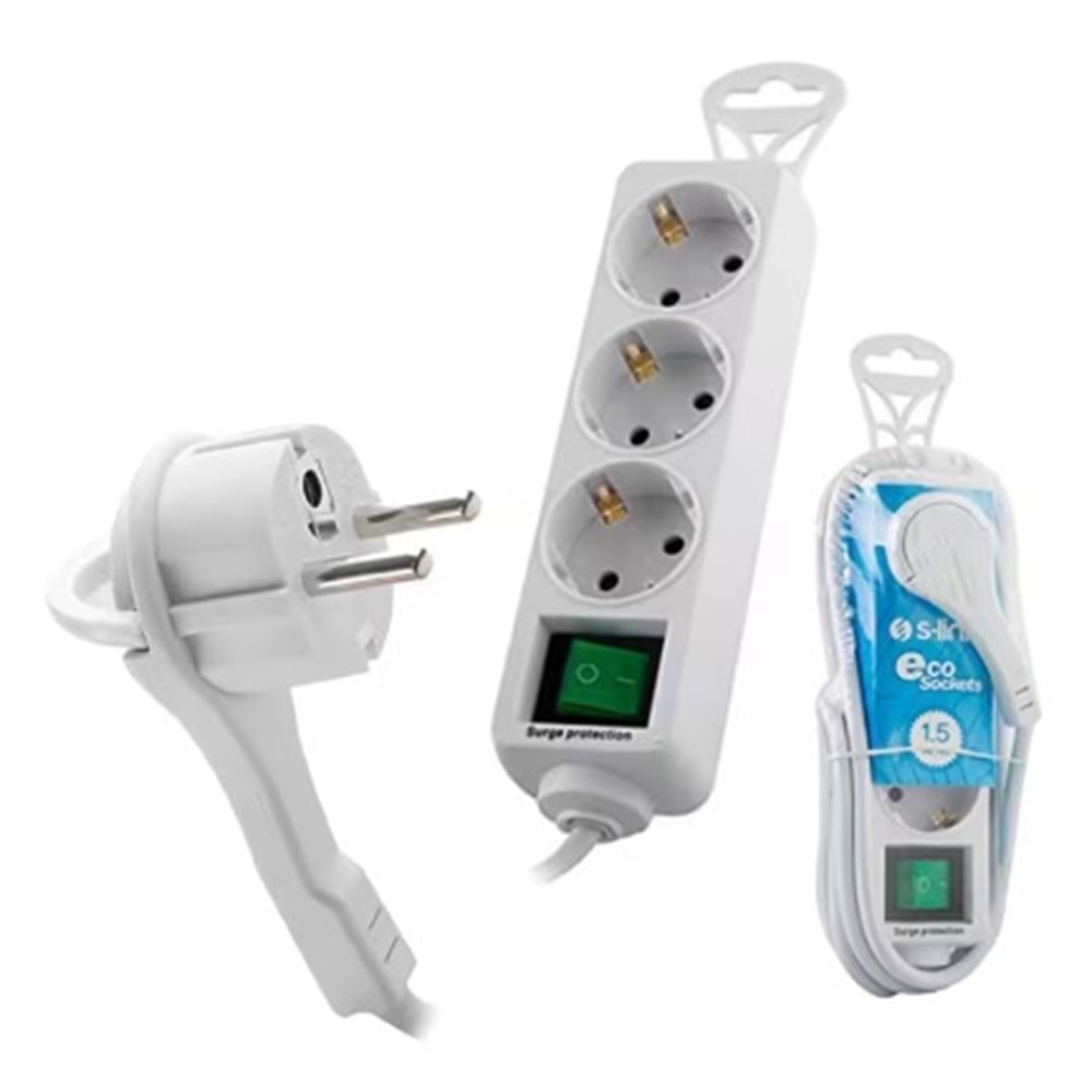 S-LİNK 3LÜ PRİZ AKIM KORUMALI 1,5MT