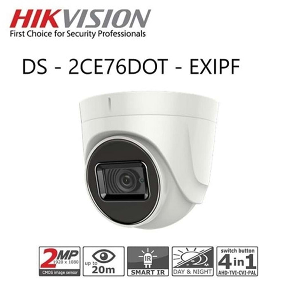 HIKVISION DS-2CE76D0T-EXLPF 2MP 2.8MM HDCVI DOME KAMERA
