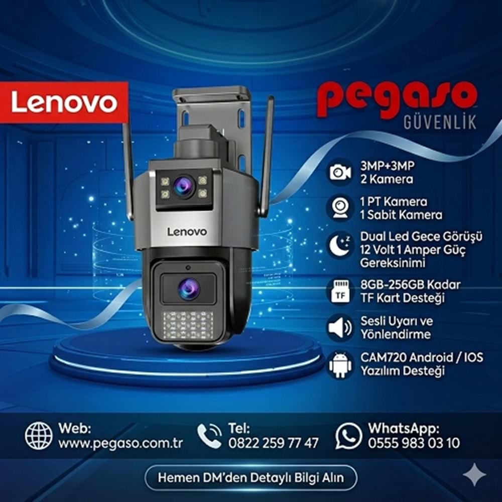 Lenovo X9T Smart 3+3Mp 2 Kameralı Smart Kamera