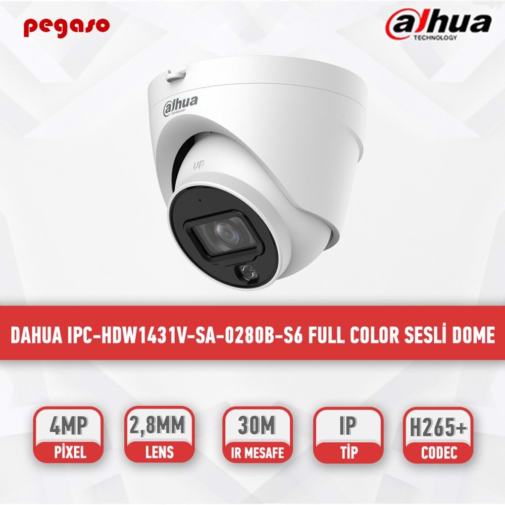 DAHUA IPC-HDW1431V-SA-0280B-S6 4MP Sesli Eyeball Network Camera