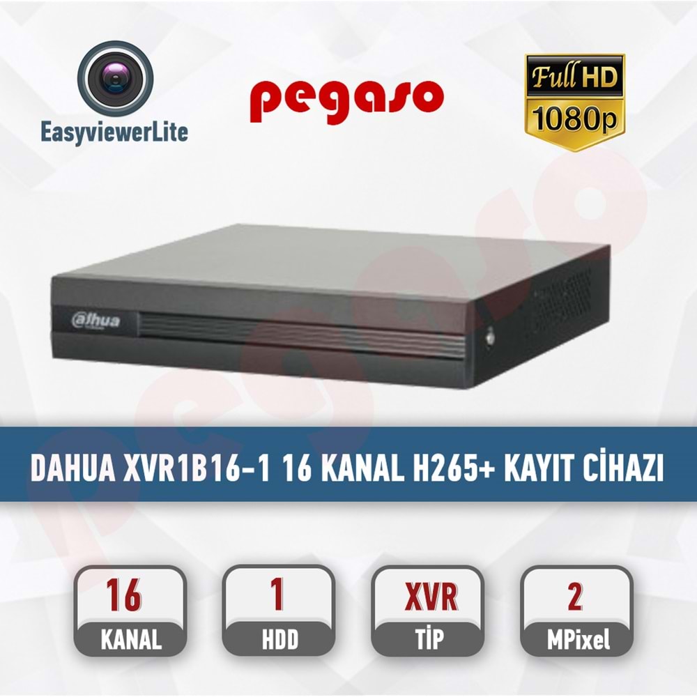 DAHUA XVR1B16-1 16 KANAL PENTA-BRİD 1080N CONPACT 1U DVR H265+