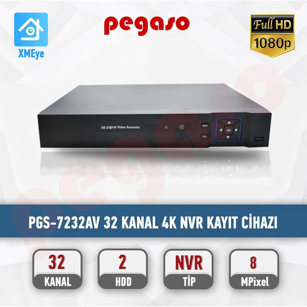 PGS-7232AV 32 KANAL 4K 2 HDD NVR KAYIT CİHAZI