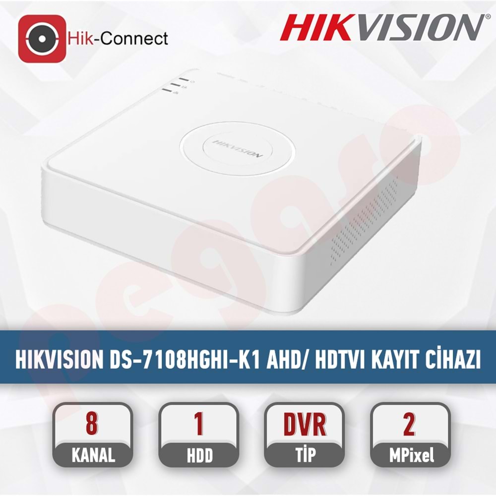 HIKVISION DS-7108HGHI-K1 8 KANAL 1080P LİTE KAYIT CİHAZI