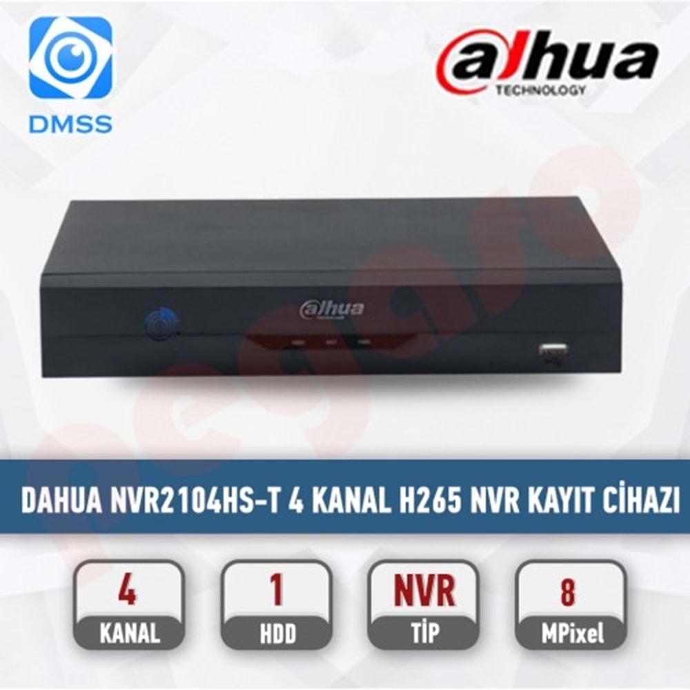 DAHUA DH-NVR2104HS-T 4 KanalCompact 1U Lite 4K
