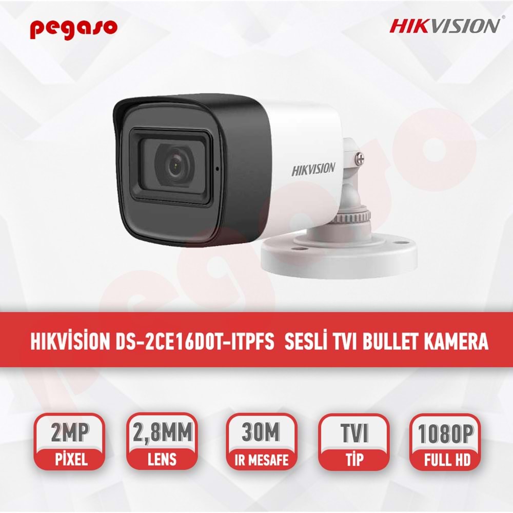 HIKVISION DS-2CE16DOT ITFS SESLİ 2MP BULLET KAMERA