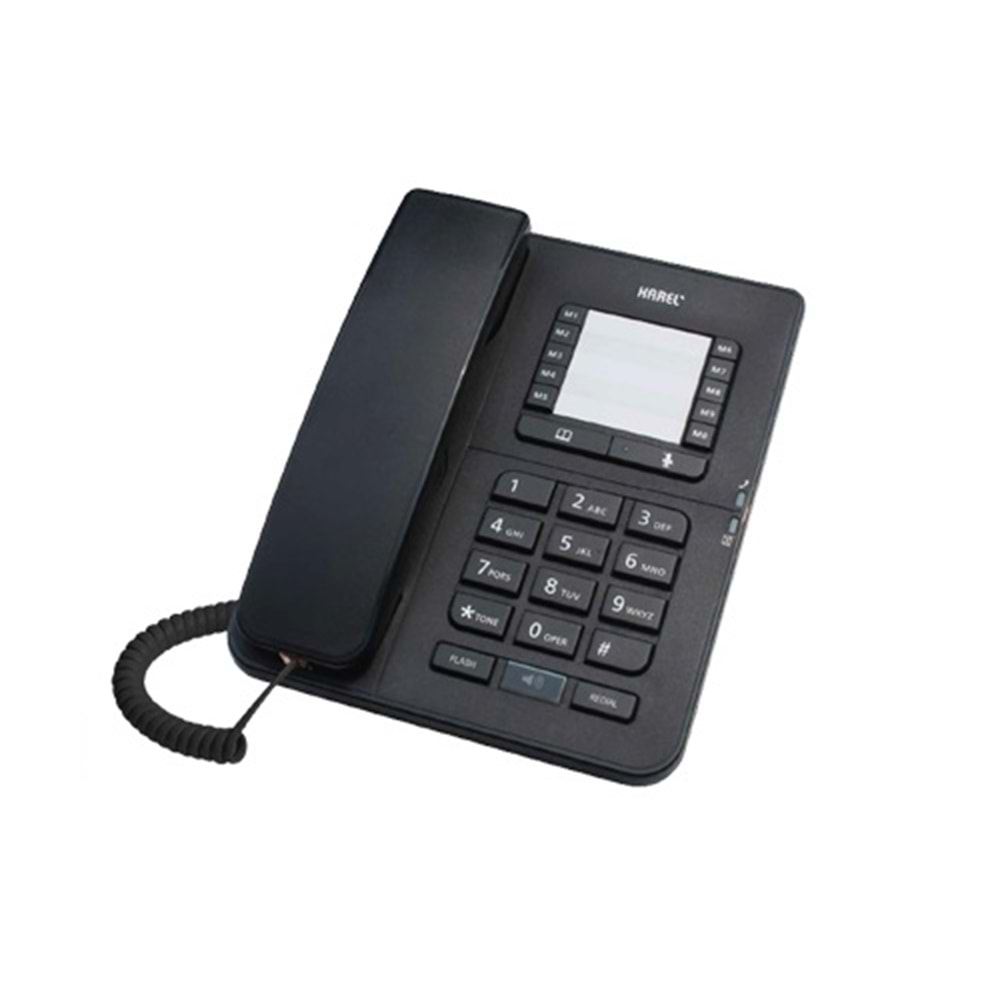 Karel TM145 Siyah Kulaklıklı Ekranlı Masa Üstü Tel