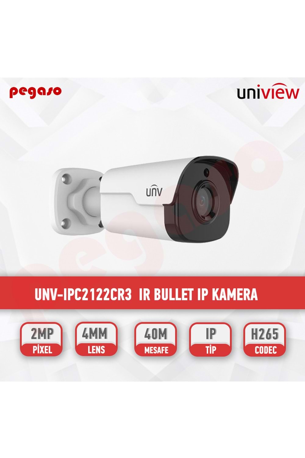 UNV IPC2122LB-SF28K-A 2MP IP 2.8mm Sabit Lens H.265+ Bullet Güvenlik Kamera