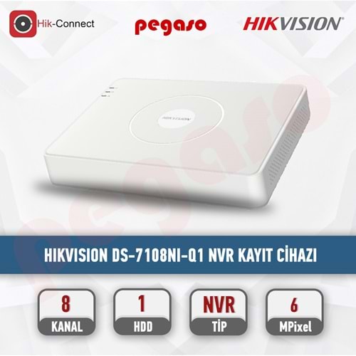 HIKVISION. DS-7108NI-Q1 8 Kanal NVR (H.265+)