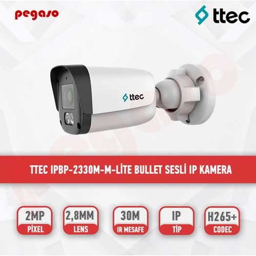 TTEC IPBP-2330M-M-Lite 2MP 2.8mm Sabit Lensli IR IP BulletKamera (TSS)