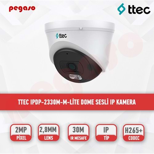 TTEC IPDP-2330M-M-Lite 2MP 2.8mm Sabit Lensli IR IP DomeKamera (TSS)