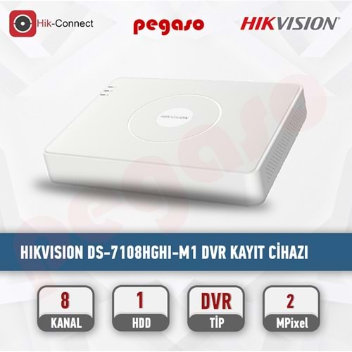 HİKVİSİON DS-7108HGHI-M1 KAYIT CİHAZI DVR8 KANAL LITE