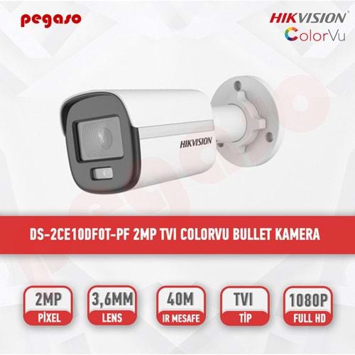 DS-2CE10DF0T-LPFS DAHİLİ SESLİ TVI BULLET KAMERA (COLORVU)