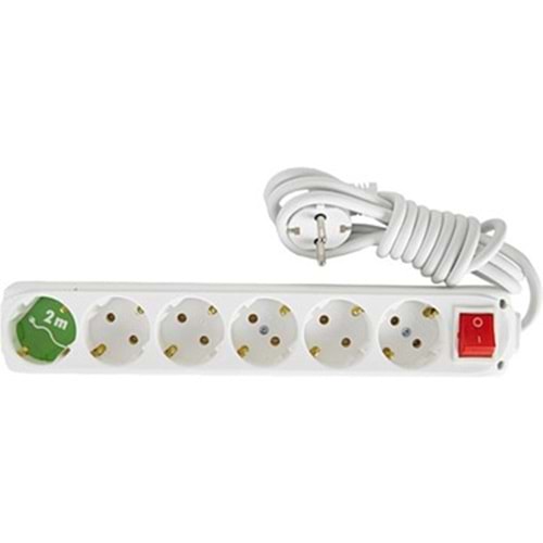 ALMERA 6LI 2 METRE ANAHTARLI TOPRAKLI PRİZ