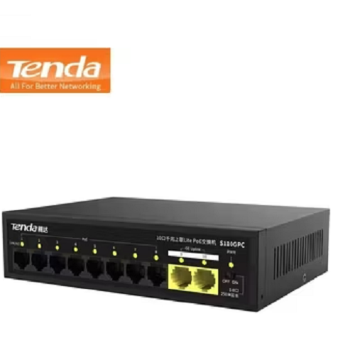 TENDA S110GPC 8FE PoE+ Port (75W), 2GE Uplink Desktop Switch