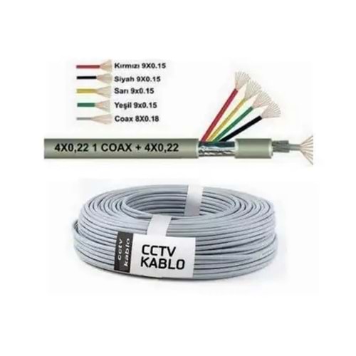 KALİTELİ 4+1 PEGASO 100 METRE CCTV KAMERA KABLOSU (1 COAX + 2X050MM -2X022MM)