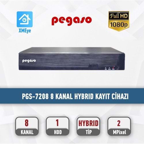 PEGASO PGS-A7208 8 KANAL H.265 1080N 5 IN 1 AHD-IP-HDTVI-HDCVI-ANALOG KAYIT C
