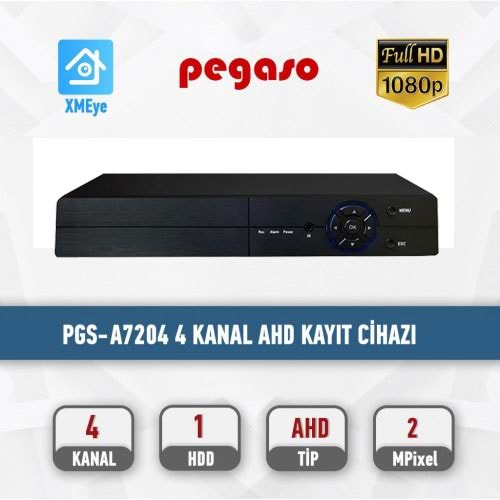 PEGASO PGS-A7204 4 KANAL H.265 1080N 5 IN 1 AHD-IP-HDTVI-HDCVI-ANALOG KAYIT C