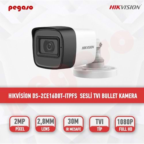 HIKVISION DS-2CE16DOT ITFS SESLİ 2MP BULLET KAMERA