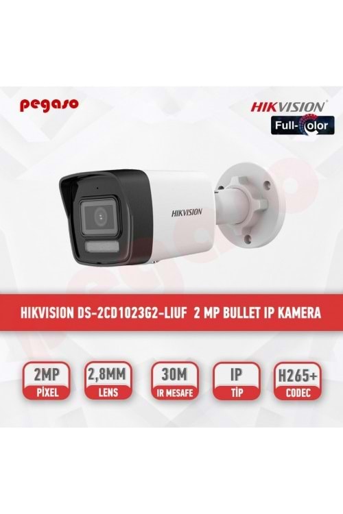 HİKVİSİON DS-2CD1023G2-LIUF 2MP 2.8MM SMART HYBRİD LİGHT IP BULLET KAMERA