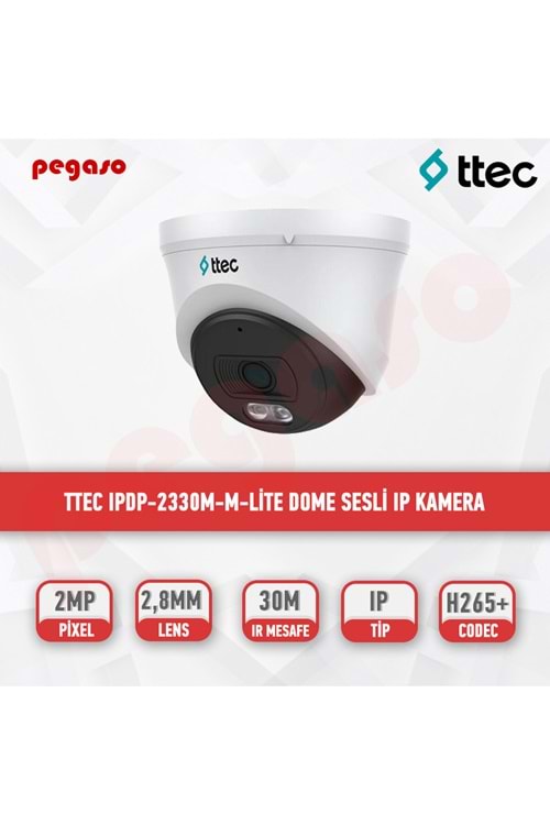 TTEC IPDP-2330M-M-Lite 2MP 2.8mm Sabit Lensli IR IP DomeKamera (TSS)