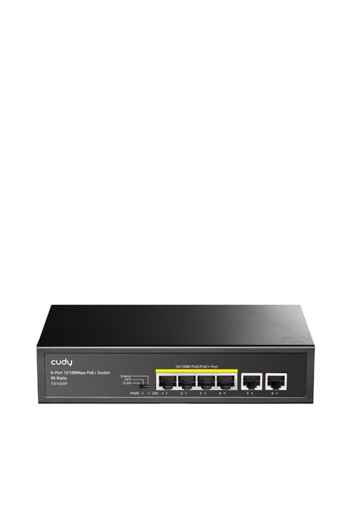 CUDY FS1006P 6 Port 10/100 Yönetilemez Desktop (4Port Poe+) 60W (Tek portta 30W desteği) Switch