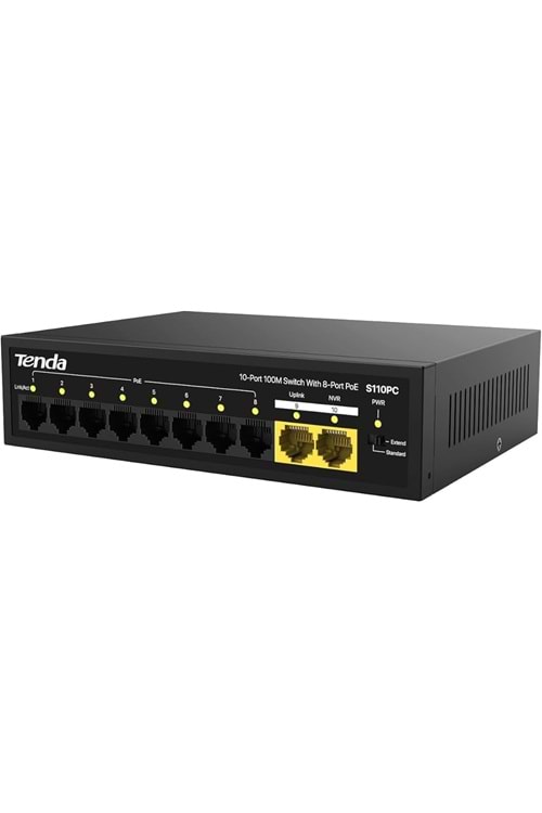 Tenda S110PC 10 Port 8 Port Poe+ 10/100 Mbps + 2 P