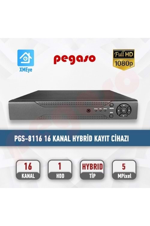 PEGASO PGS-8116 16 KANAL 5MP 5 IN 1 AHD-IP-HDTVI-HDCVI-ANALOG KAYIT C