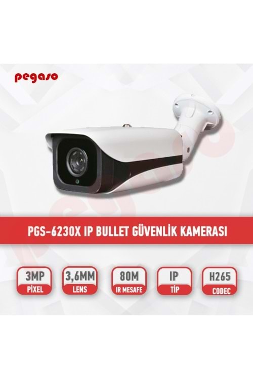 PEGASO PGS-6230X 3 MP 3.6 MM 4 MEGA LED IP BULLET GÜVENLİK KAMERASI