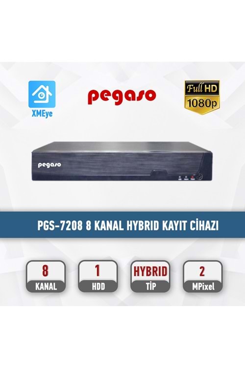 PEGASO PGS-A7208 8 KANAL H.265 1080N 5 IN 1 AHD-IP-HDTVI-HDCVI-ANALOG KAYIT C