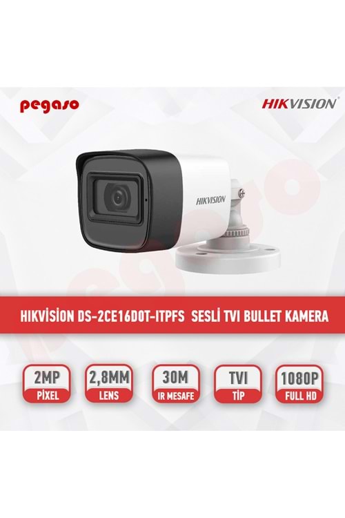 HIKVISION DS-2CE16DOT ITFS SESLİ 2MP BULLET KAMERA