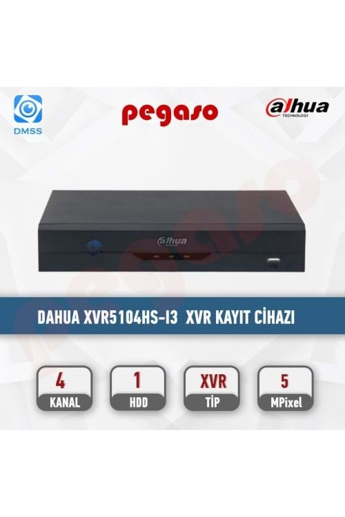 DAHUA DH-XVR5104HS-I3 4 ChannelsPenta-brid 5M-N/1080P Compact1U 1HDD WizSense Digital VideoRecorder