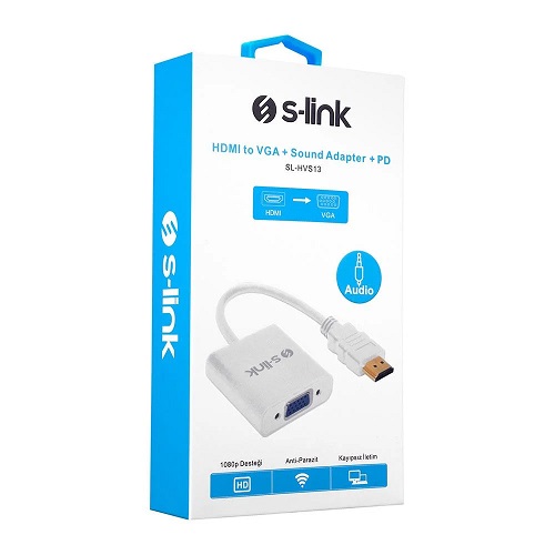 S-LİNK SL-HVS13 HDMI TO VGA + AUDİO MİKRO USB ÇEVİRİCİ