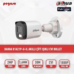 DAHUA B1A21P-U-IL-A 2MPAkıllı Çift Işıklı HDCVI BulletKamera(30m IR)Mikrofonlu