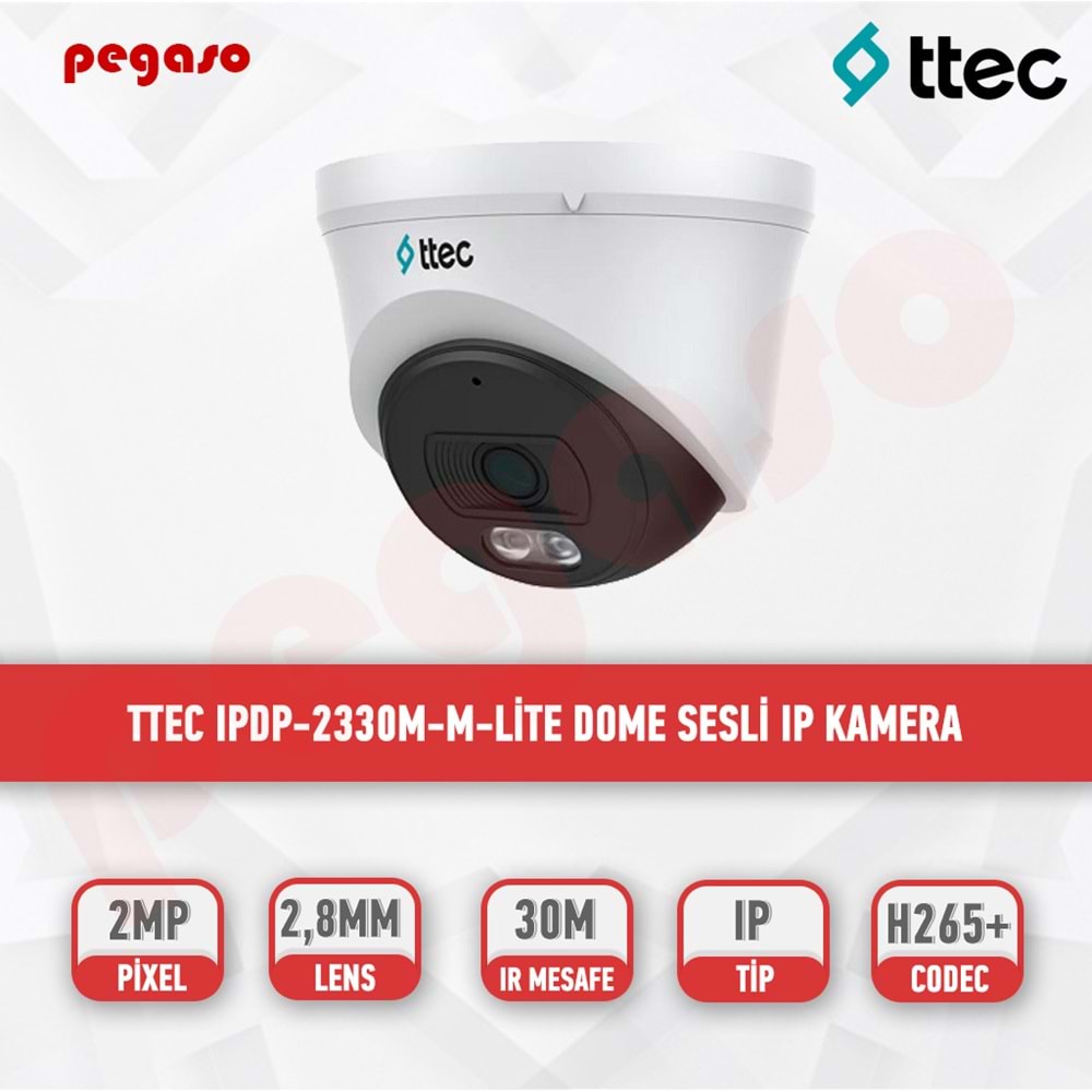 TTEC IPDP-2330M-M-Lite 2MP 2.8mm Sabit Lensli IR IP DomeKamera (TSS)