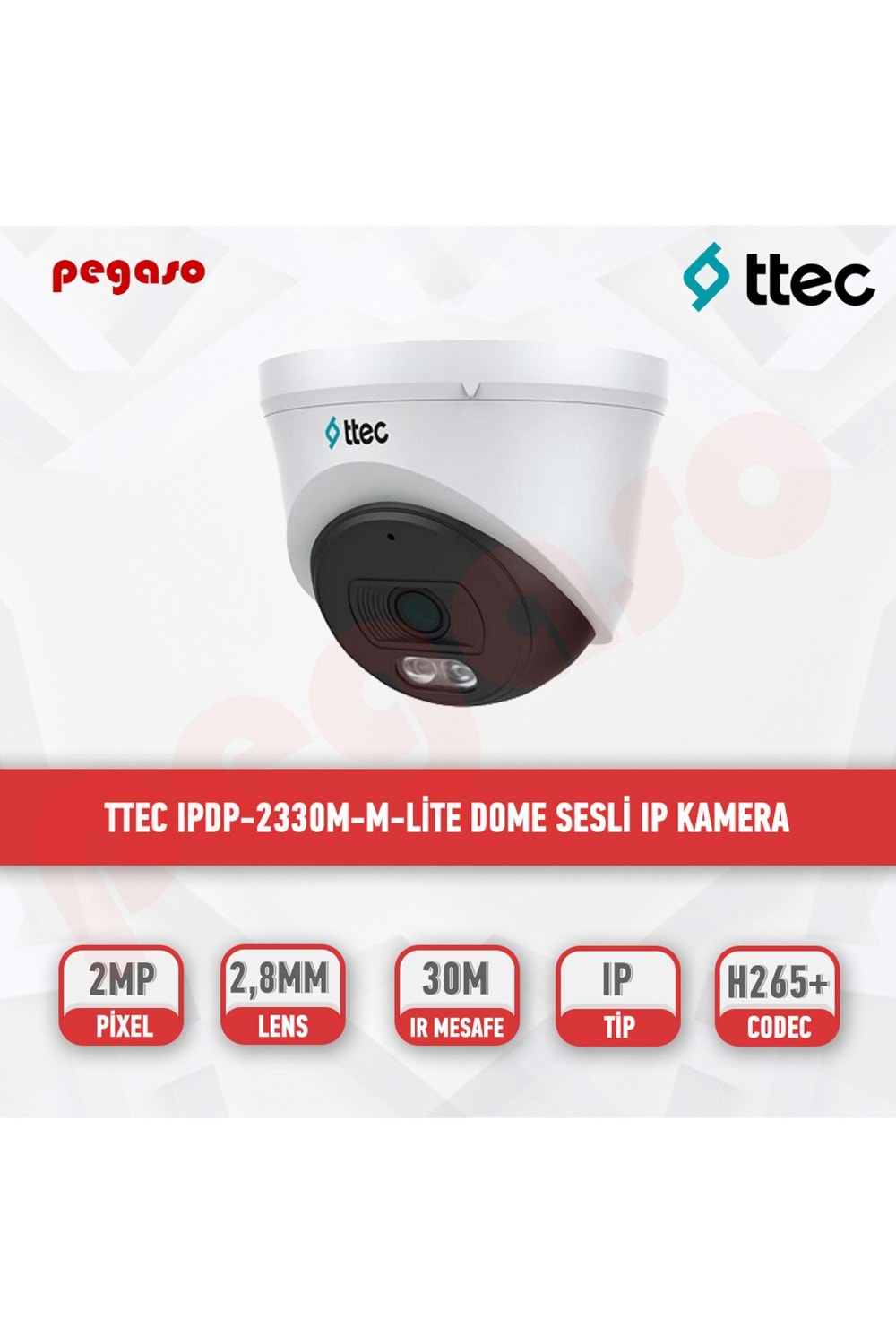 TTEC IPDP-2330M-M-Lite 2MP 2.8mm Sabit Lensli IR IP DomeKamera (TSS)