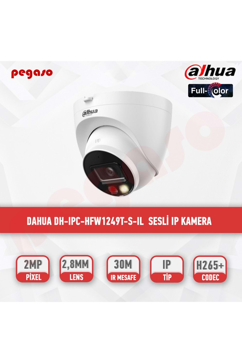 DAHUA DH-IPC-HDW1249T-S-IL 2MPSmart Dual Light Fixed-focalEyeball Network Camera