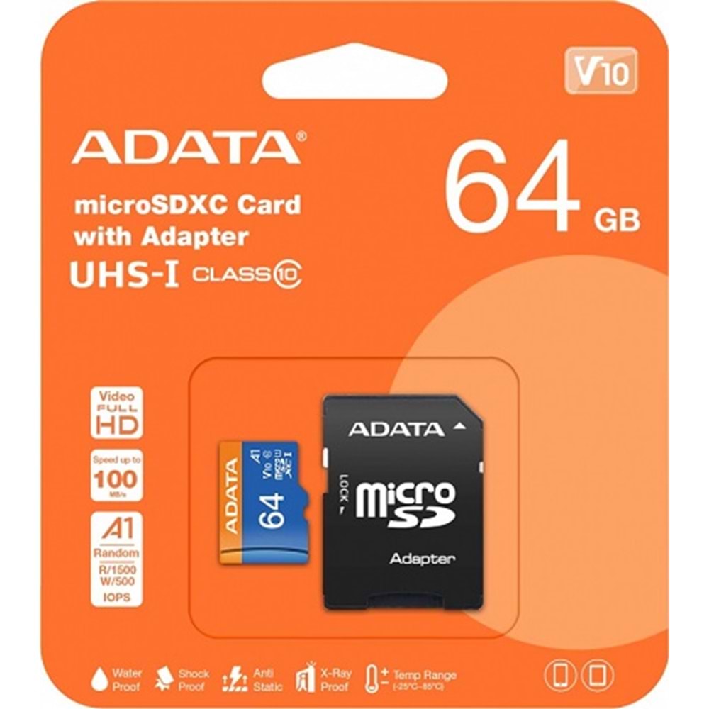 MİKRO SD Adata 64GB Premier microSDXC Card with Adapter