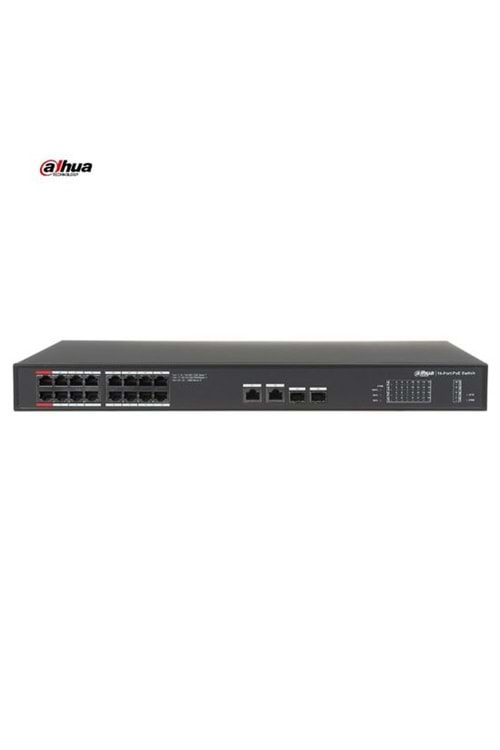 DAHUA PFS3220-16GT-240-V2 16 PortPoE Switch (16GE PoE +2GEUplink + 2GE SFP Kombo,Toplam240W PoE )2