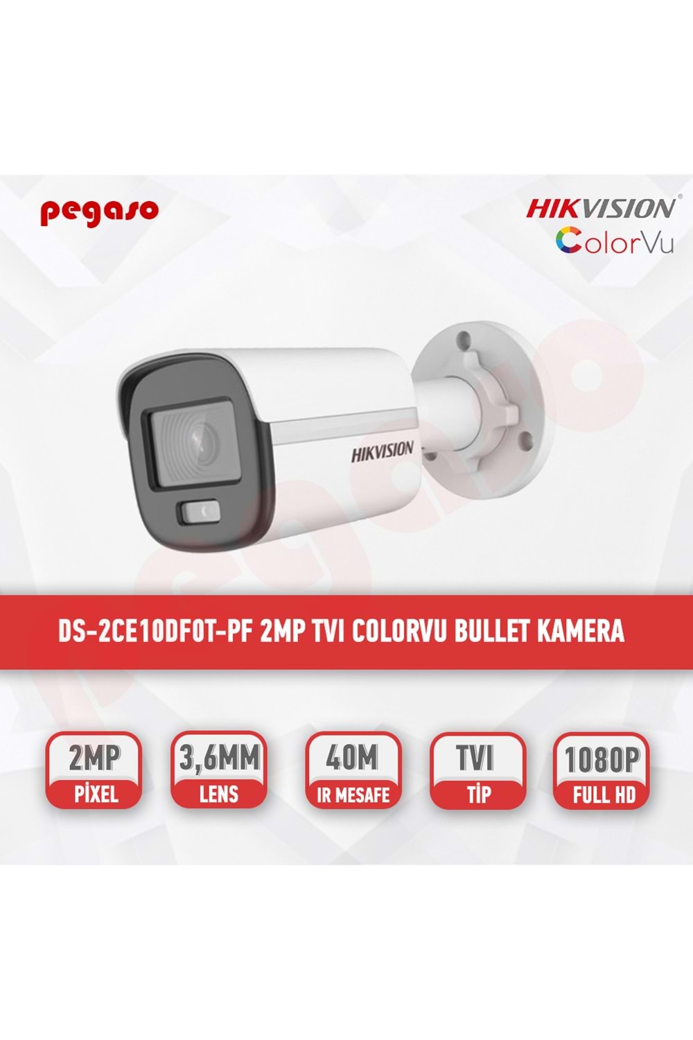 DS-2CE10DF0T-LPFS DAHİLİ SESLİ TVI BULLET KAMERA (COLORVU)
