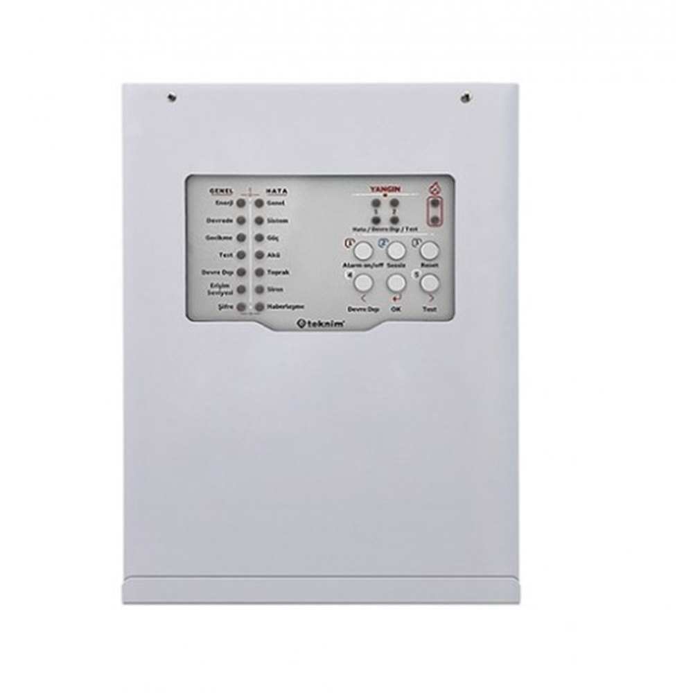 TEKNİM TFP-3122 2 BÖLGELİ KONVANSİYONEL YANGIN ALARM PANELİ.TEK AKÜ İLE ÇAL